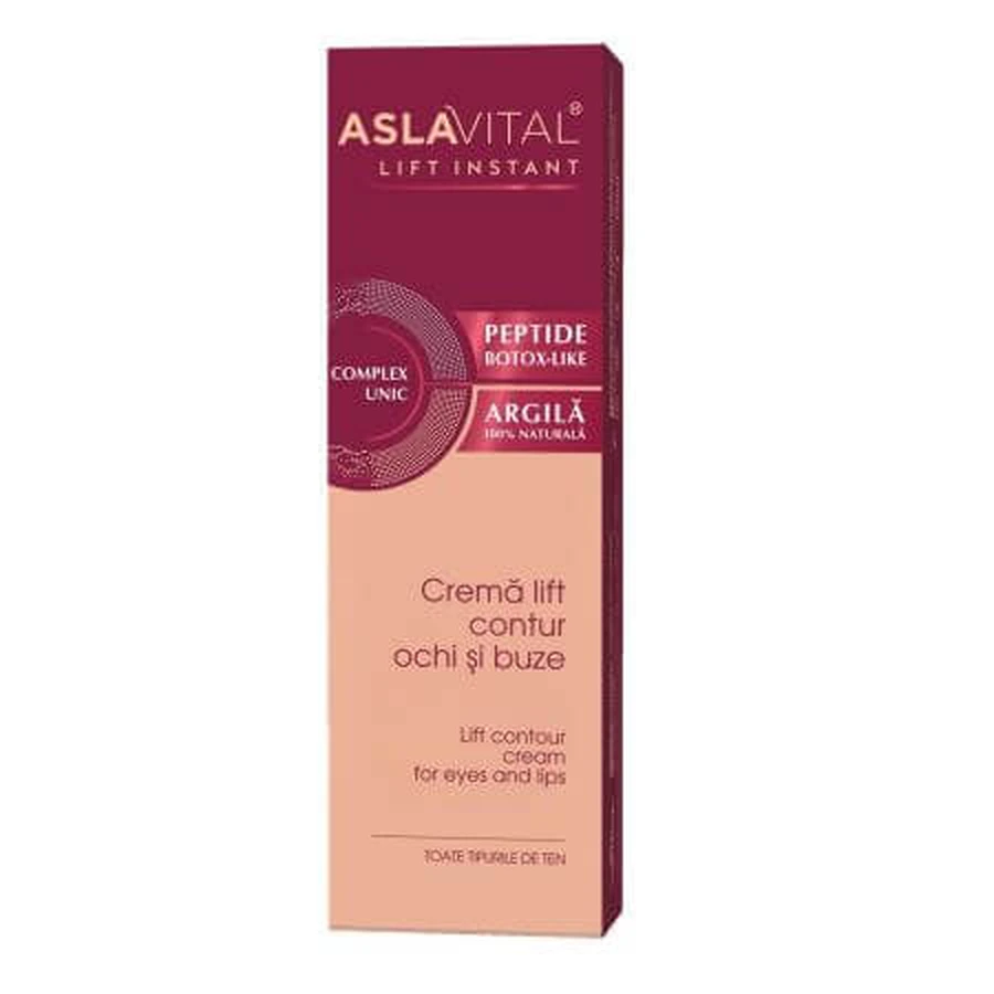 Crema liftante per il contorno occhi e labbra Lift Instant, 15 ml, Aslavital