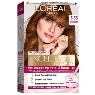 Haarkleuring met hyaluronzuur Excellence Kleurcrème 6.35 Chocoladebruin, 192 ml, Loreal