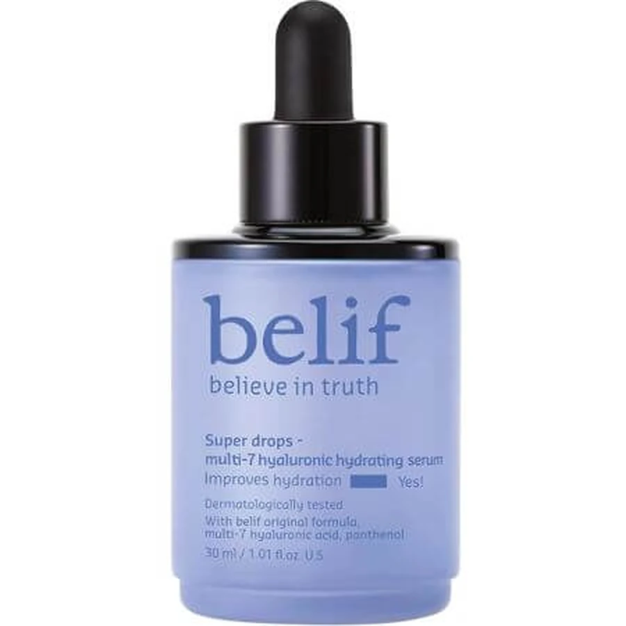 Gezichtsserum met 7 soorten hyaluronzuur Super Drops, 30 ml, Belif