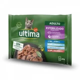 Miscela di alimenti umidi con 4 tipi di pesce per gatti sterilizzati, 4x85 g, Ultima