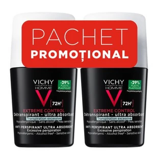 Antiperspirant roll-on deodorant voor mannen Control Extrem 72H, 50 ml + 50 ml, Vichy