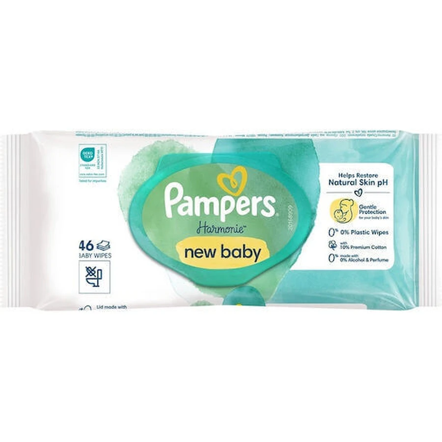 PAMPERS Harmonie New Salviette per bambini Salviette per bambini con il 99% di acqua, 46 pezzi
