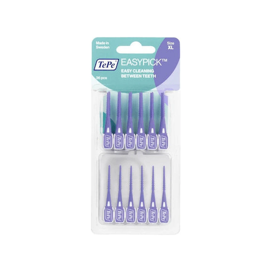 TEPE EasyPick Versterkte Elastische Tandenstoker Maat XL (Paars) x36 Stuks & Reisetui