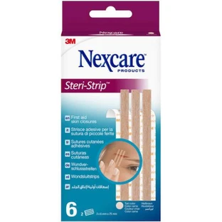 NEXCARE 3M Ster-Strip Rubans de suture auto-adhésifs pour petites plaies en couleur foncée 6 pièces