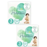 PAMPERS Harmonie Babyluiers Nr.3 6-10Kg 62 Stuks (2 Verpakkingen van 31 Stuks)