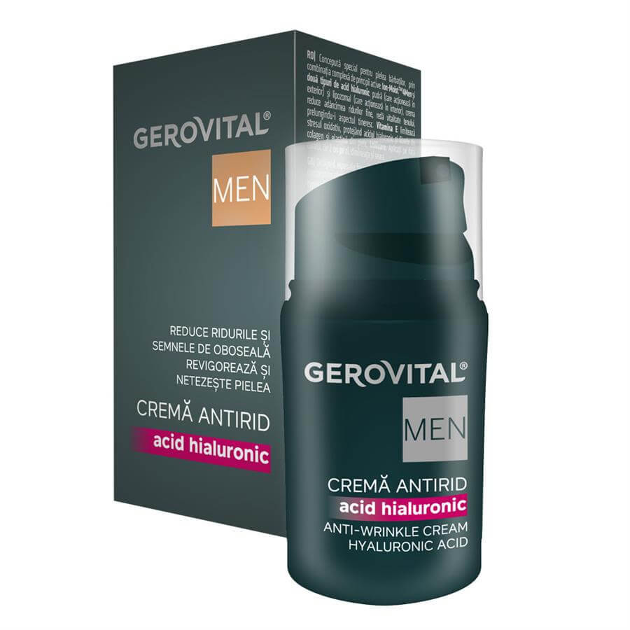 Anti-rimpelcrème met hyaluronzuur Gerovital Men, 30 ml, Farmec