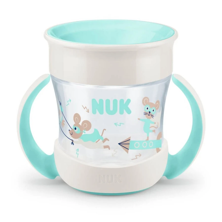 NUK Mini Taza Mágica Taza con labio y tapa A partir de 6 meses, 160ml En varios colores - Turquesa