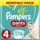 PAMPERS Baby Pants Pants No.4 9-15Kgr 176 sztuk w opakowaniu miesięcznym
