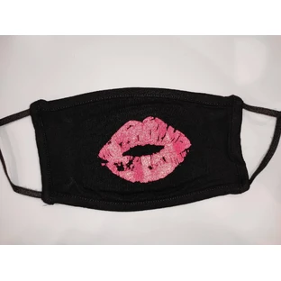 ROYALTY Masque en tissu noir avec filtre à charbon actif "Red Kiss" (baiser rouge)