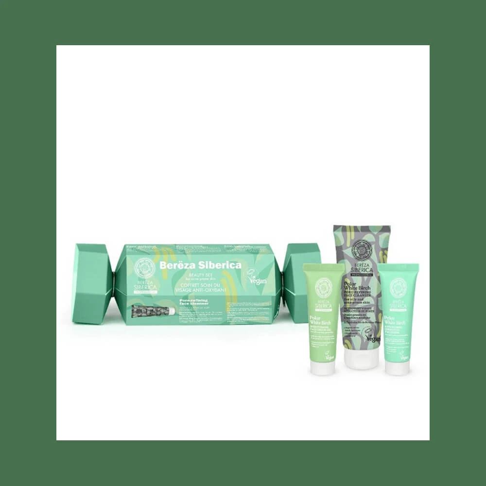 NATURA SIBERICA Bereza Siberica Polar White Birch Gel Gezichtsreiniger 75ml & Hydraterende 24-uurs gelcrème 30ml & Anti-irritatie gezichtsserum 30ml