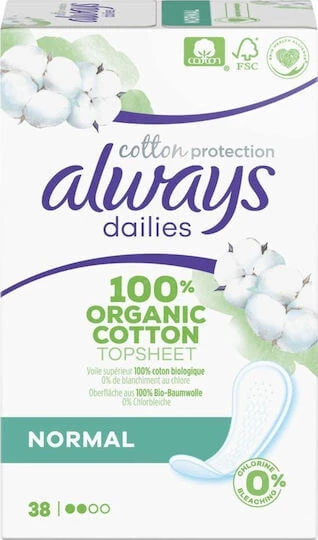 ALWAYS Dailies Katoenen Beschermende Inlegkruisjes Normaal 38 Stuks