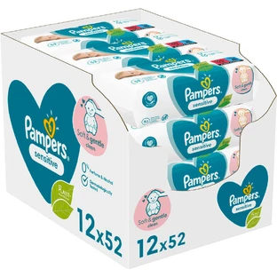 PAMPERS Sensitive Wipes Șervețele pentru bebeluși pentru pielea sensibilă a bebelușilor 52x12= 624 bucăți