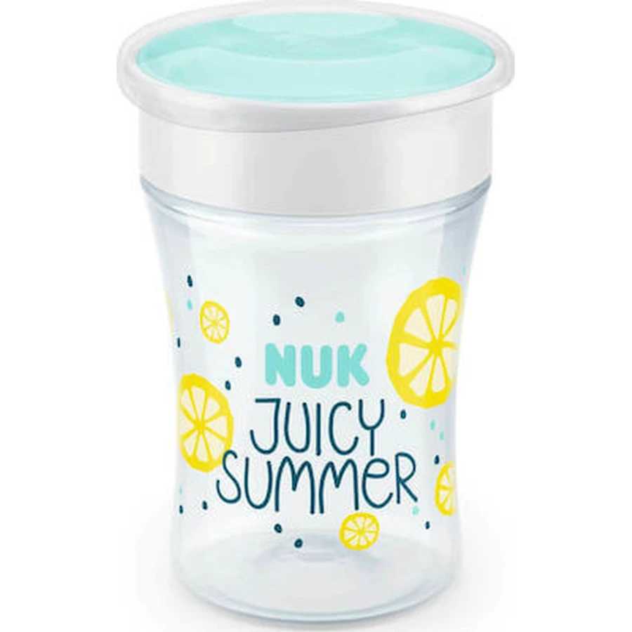 NUK Fruit Magische Beker Leerbeker Met Rand & Deksel Met Druivenvruchtendeksel, Voor 8+ Maanden 230ml 10.255.593 - Geel