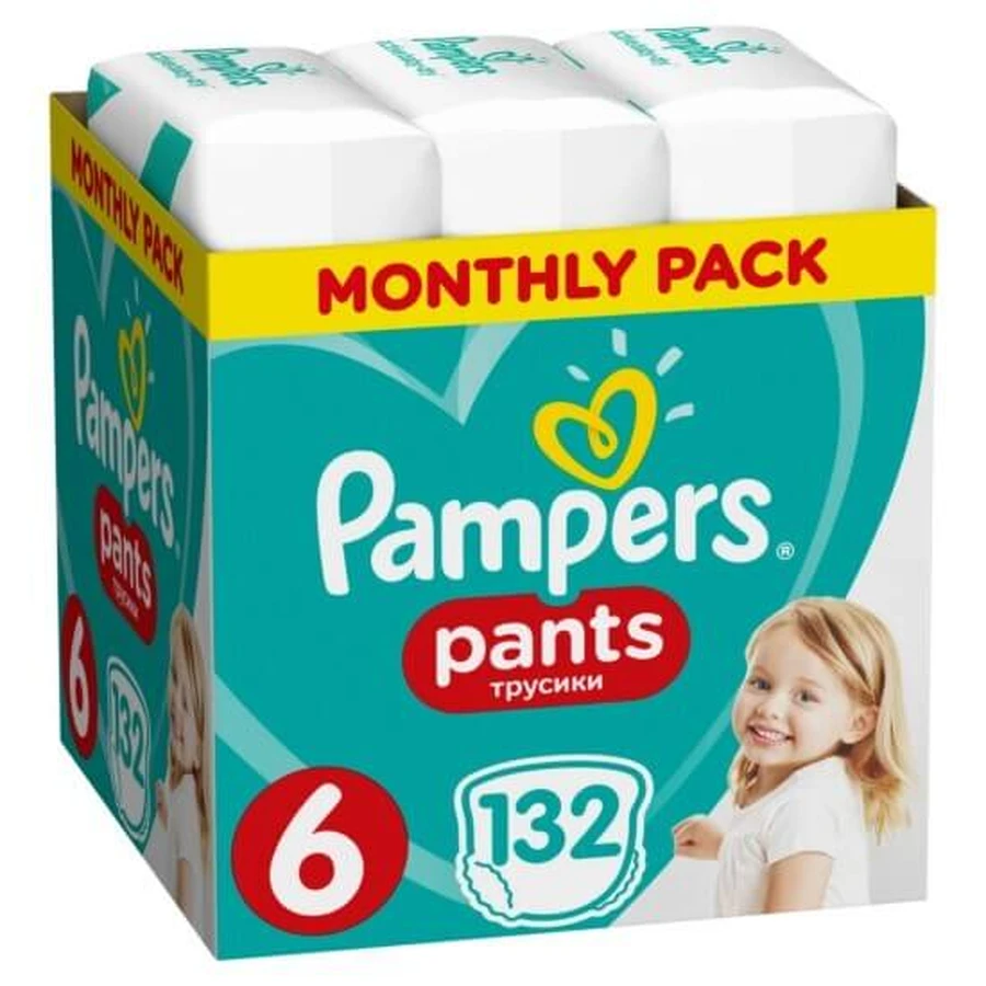 PAMPERS Baby Pants Pants No.6 15+Kgr 132 sztuki w opakowaniu miesięcznym: ceny i cechy