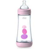 CHICCO Perfect 5 Kunststoff-Flasche mit Silikon-Nippel gegen Koliken ab 4 Monaten 300ml rosa [20235-10]