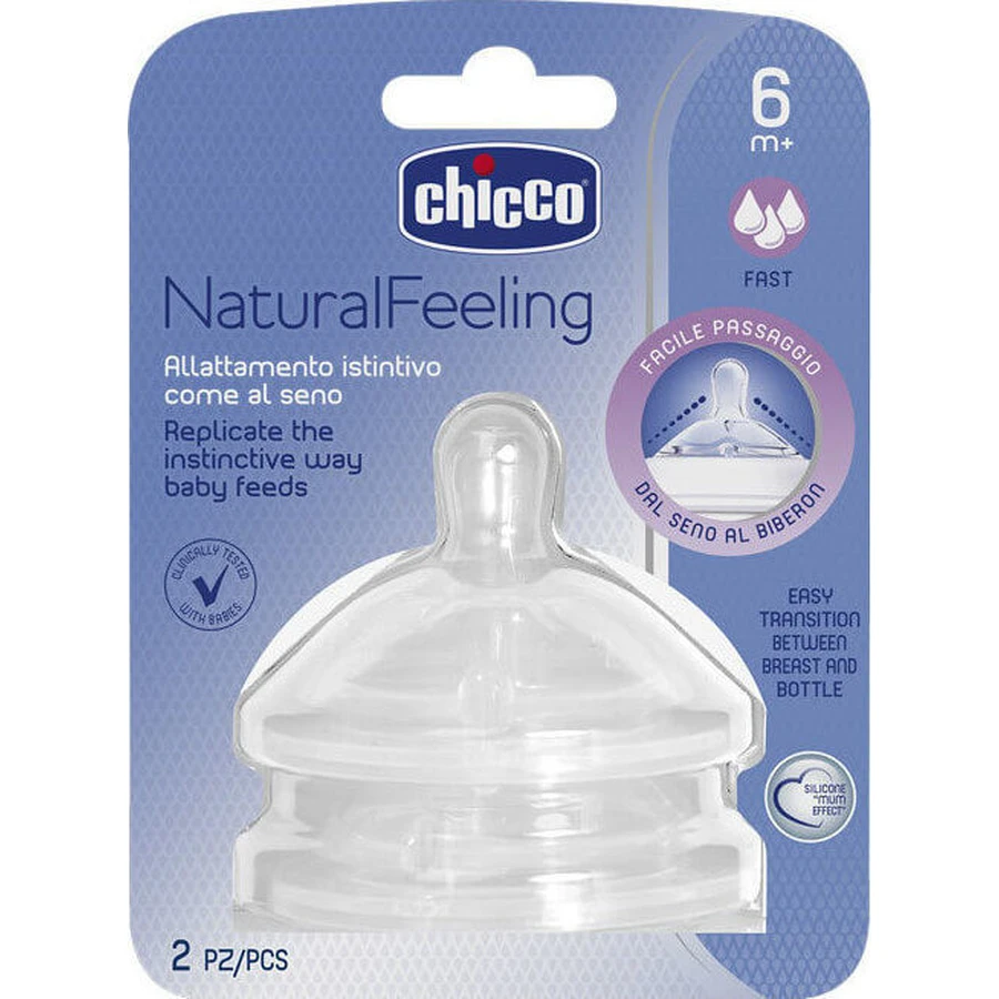 Chicco Natural Feeling Tettarella a flusso rapido 6m+ Pezzi 08104720