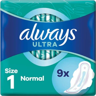 ALWAYS Ultra Normal Nachtverband Pads voor Normaal Vloeien 4 Druppels Maat 1, 9 stuks