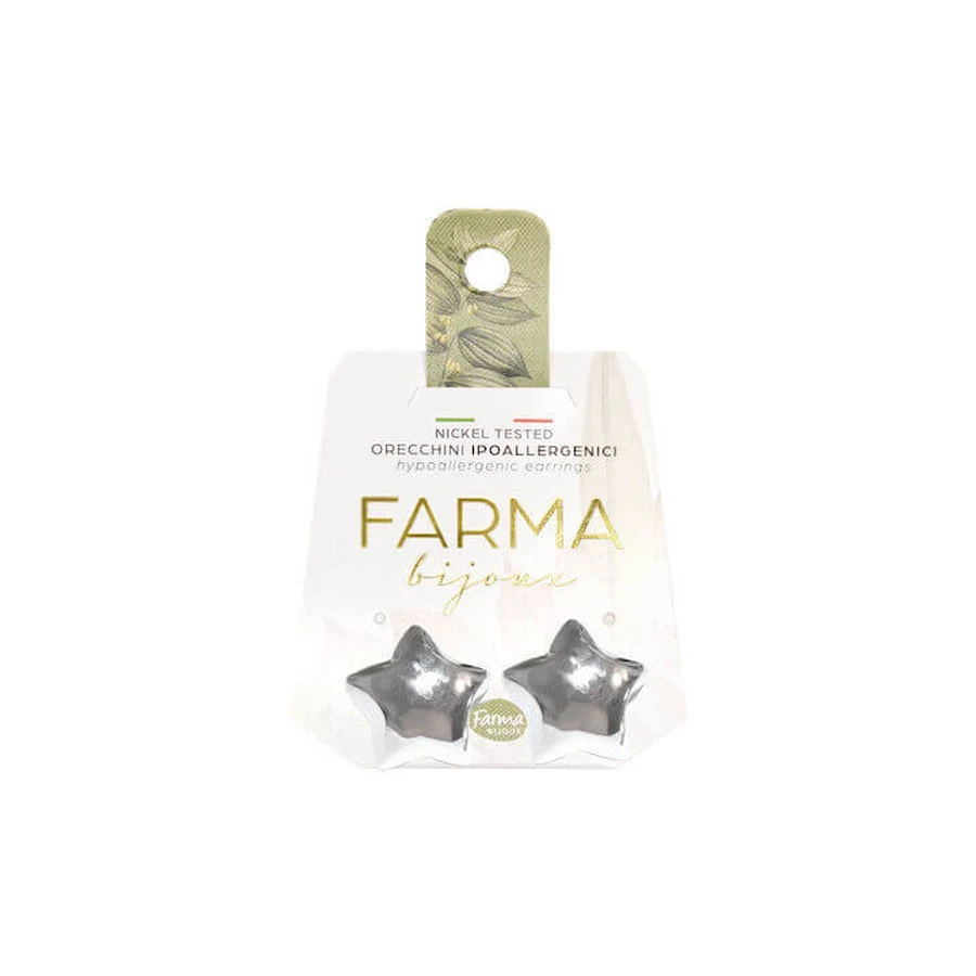 FARMA BIJOUX Orecchini a filo sottile con stelle rotonde in argento 17 mm