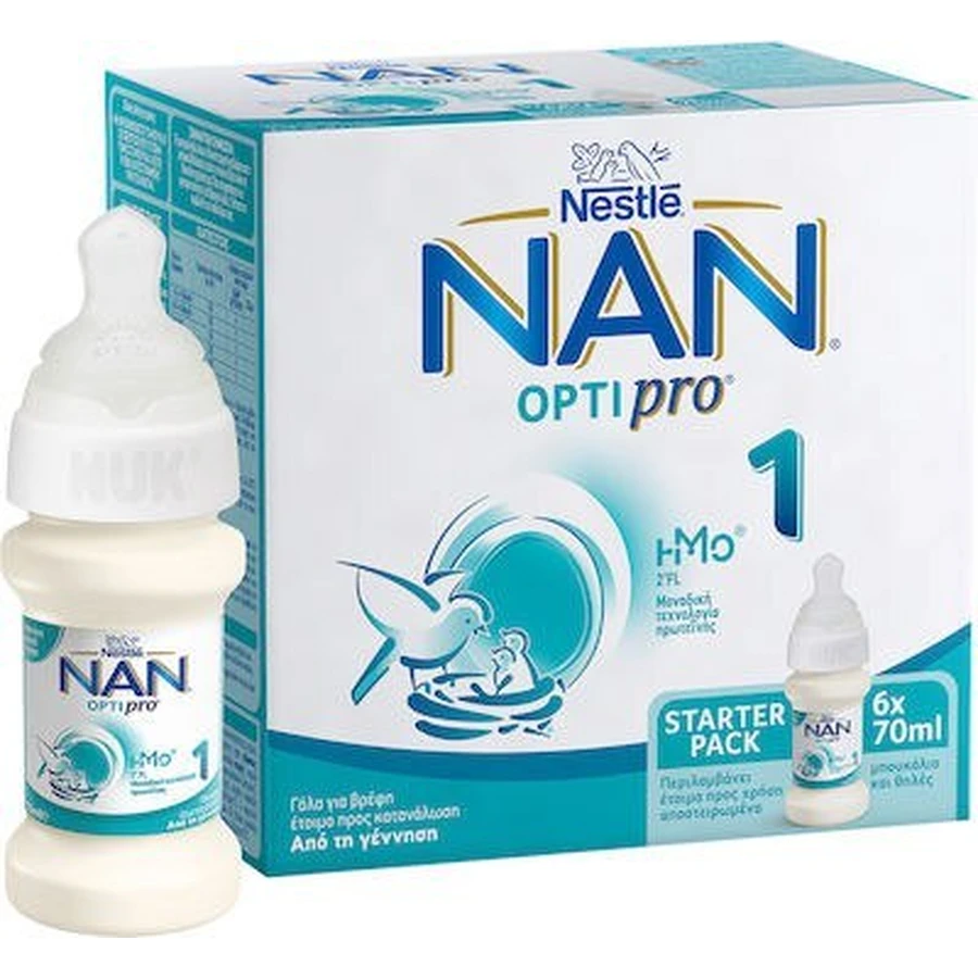 NAN Optiro 1 Starterpack Kant-en-klare melk voor zuigelingen 6x70ml