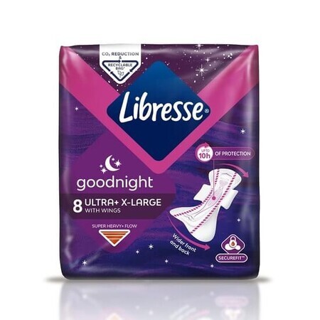 Ultra Goodnight Extra Large absorberend kompres, 8 stuks, Libresse