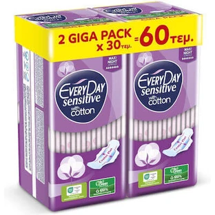 EVERYDAY Sensitive Cotton Maxi Night Ultra Plus Giga Pack 60 Stuks 2x30