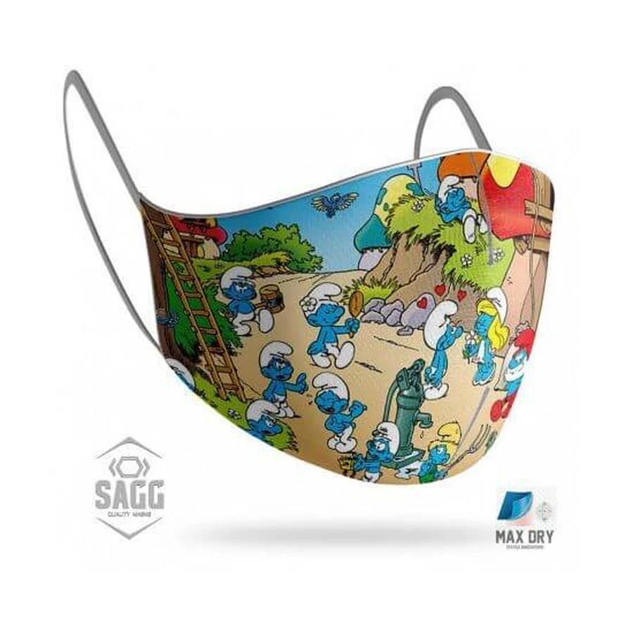 SAGG Stoffen Kindermasker Smurfen 6-12 jaar