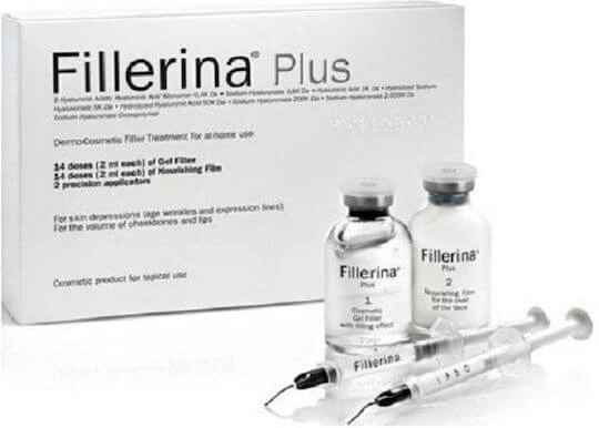 FILLERINA 12HA verdichtende filler graad 4 rimpelvullende behandeling 14x2ml opvullende gel & 14x2ml voedende film & 2 precisieapplicators