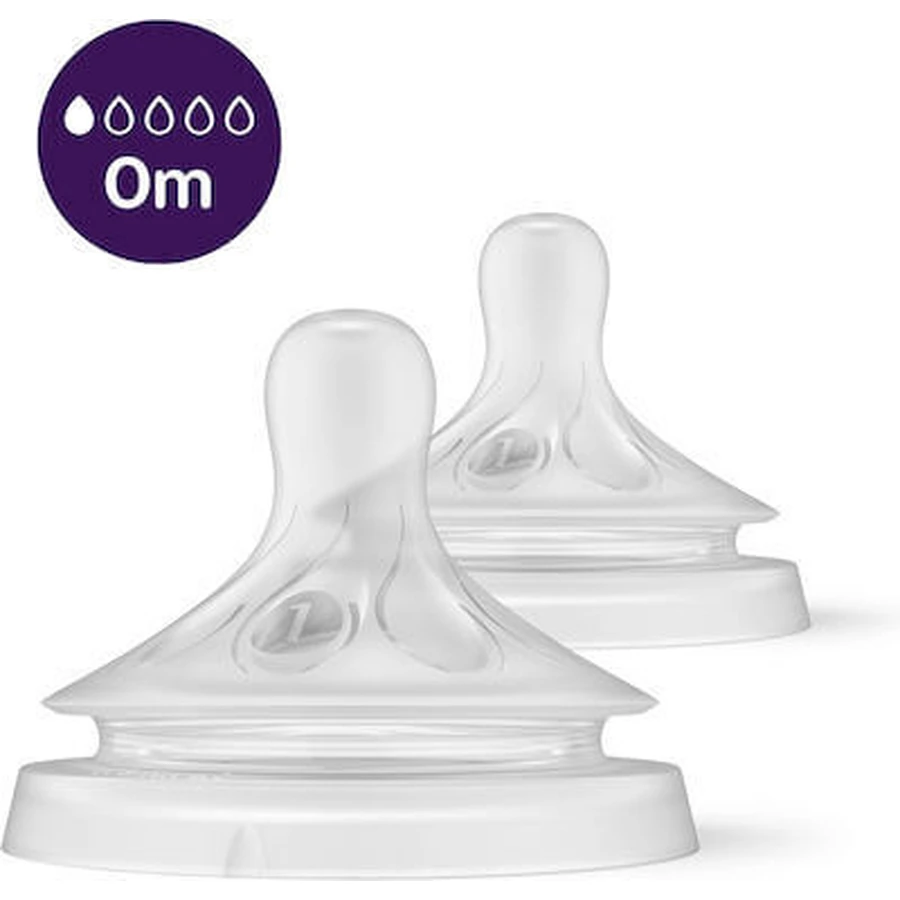 AVENT Natural Response Silicon moale cu flux foarte lent Mamelon din silicon moale pentru nou-născuți 2 bucăți [SCY961/02]