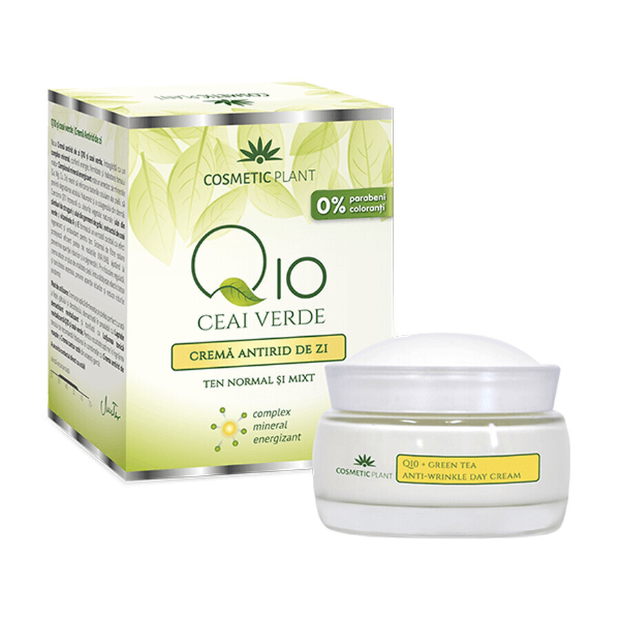 Crema de día antiarrugas Q10, té verde y complejo mineral energizante, 50 ml, Cosmetic Plant