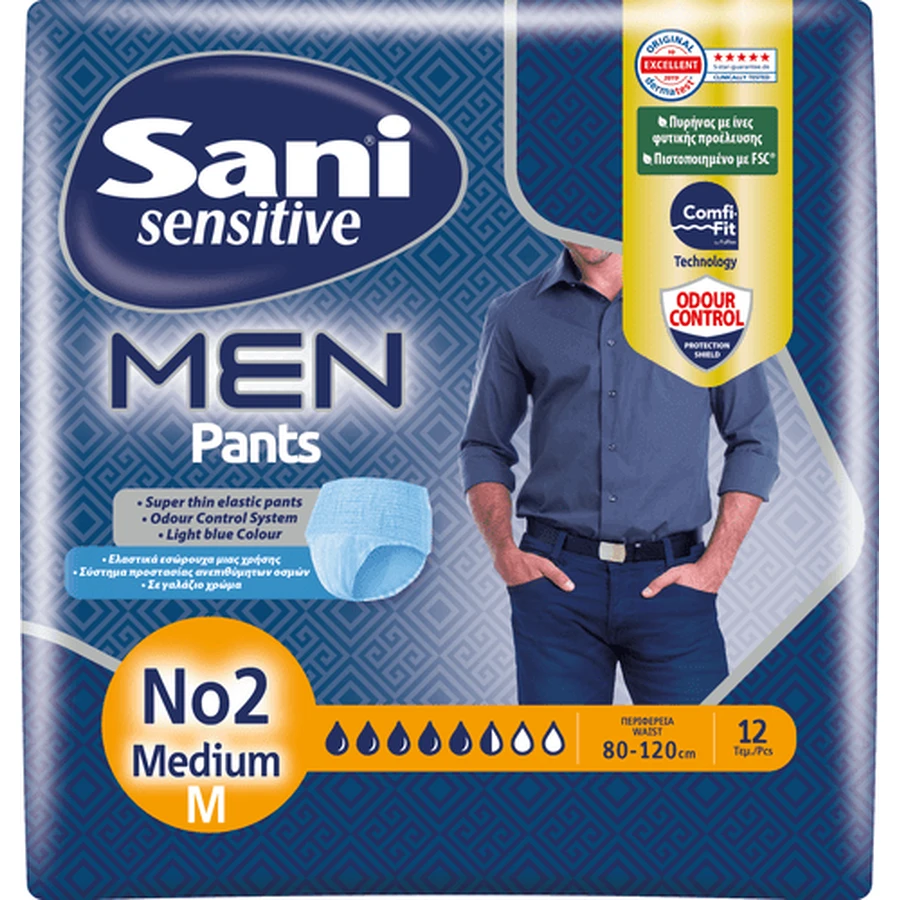 SANI Sensitive MEN Pants No2 Medium Ropa interior elástica para mujer 12 Piezas