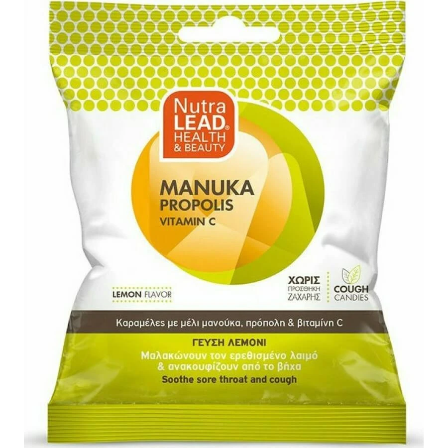 PHARMALEAD Honing Snoepje met Honing Manuka Propolis & Vitamine C voor verlichting van geïrriteerde keel & hoest Citroen smaak 40gr