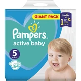 PAMPERS Active Baby Windeln mit Aufkleber Nr. 5 Für 11-16kg 64 Stück