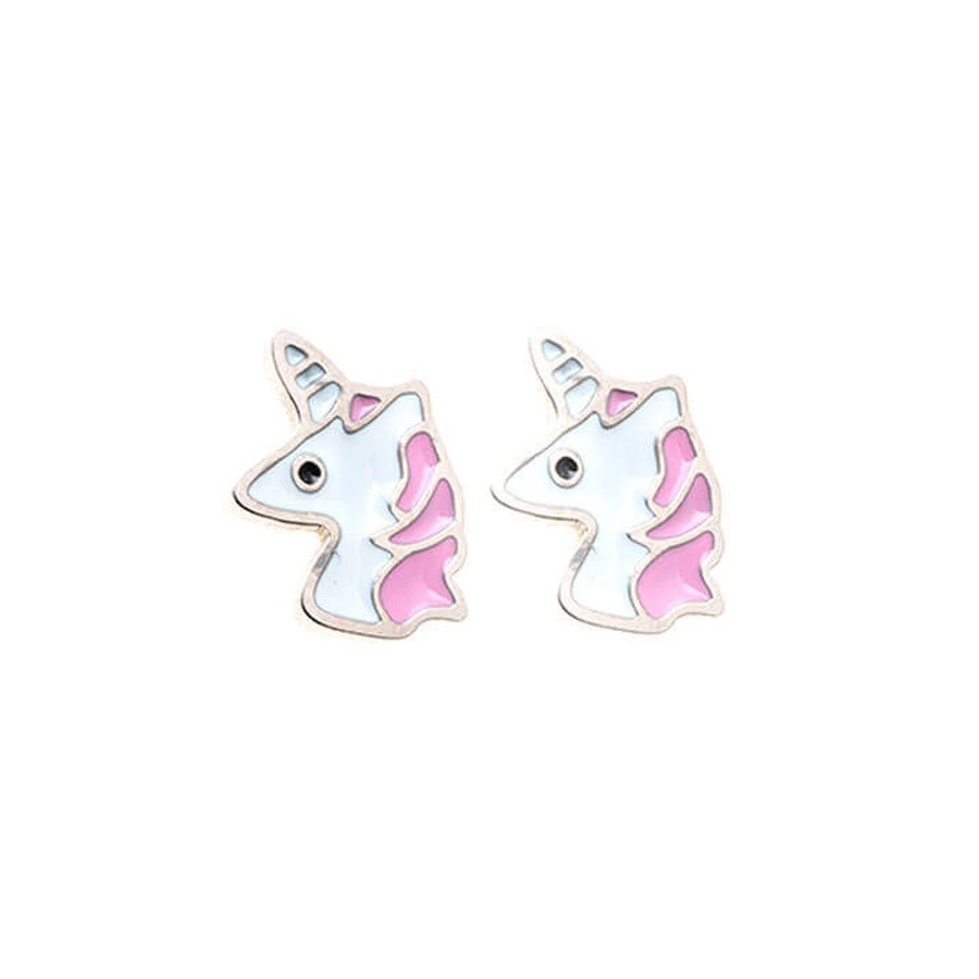 Pendientes infantiles hipoalergénicos Unicornios de acero con tachuelas