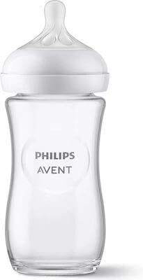 AVENT Natural Response Glazen Fles voor 3-6 maanden, Wit 240ml [SCY933/01]