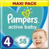 PAMPERS Babyluiers Active Baby Nr.4 9-14Kgr 58 stuks Maxi Pack