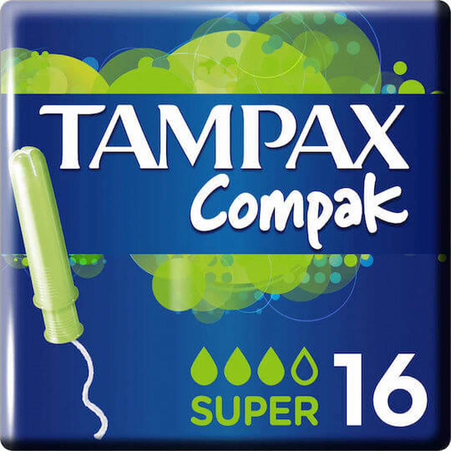 TAMPAX Compak Super Tampons met inbrenghuls voor betere doorstroom 16 stuks