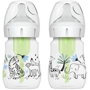 DR BROWN'S Plastic Antikoliek Junglefles met Brede Hals 2 stuks 150ml WB 52014