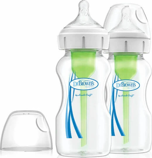 DR BROWN'S Natural Flow Options+ Glazen Fles met Brede Hals & Siliconen Speen 2x270ml