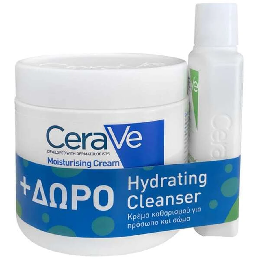 CERAVE Promo Moisturising Cream Moisturising Cream For Face & Body 454g & Gift Hydrating Cleanser Moisturizing Non-abrasive Cleansing Cream For Face & Body With Hyaluronic Acid 88ml