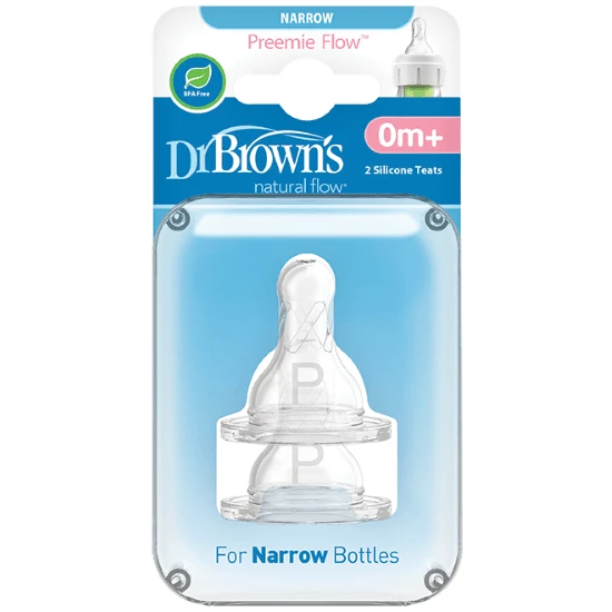 DR. BROWN'S Natural Flow Siliconenspeen Opties+ Smalle Nek Niveau Prematuur 0+ 2 Stuks 292