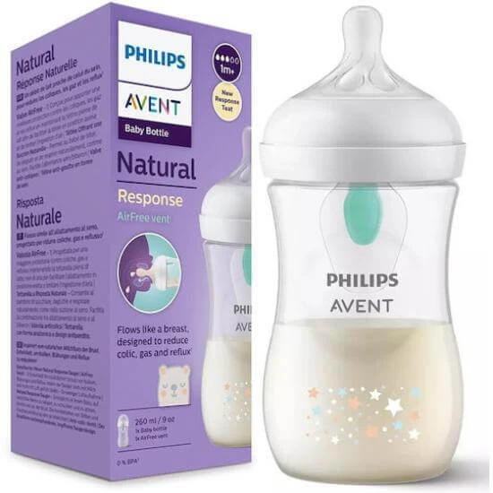 AVENT Natural Response AirFree 3-6 maanden, kunststof fles met siliconenspeen Flow 3 260 ml