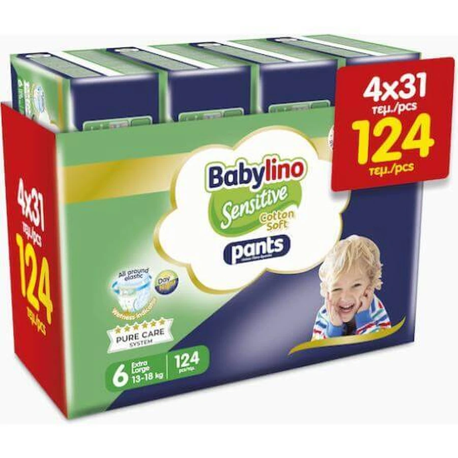 BABYLINO Pantaloni Cotone Morbido Pantaloni No6 13-18kg (31x4) 124 Pezzi