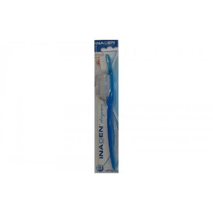 INADEN Elegance Medium Zahnbürste Medium Zahnbürste für tiefe Reinigung mit ergonomischer Form in verschiedenen Farben - blau