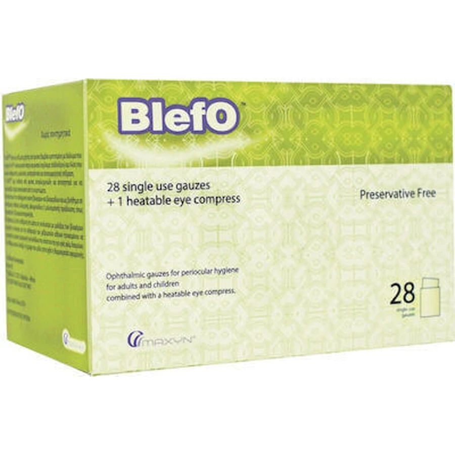 BLEFO Garza oculare monouso 28 pezzi e Toppa oculare riscaldata 1 pezzo
