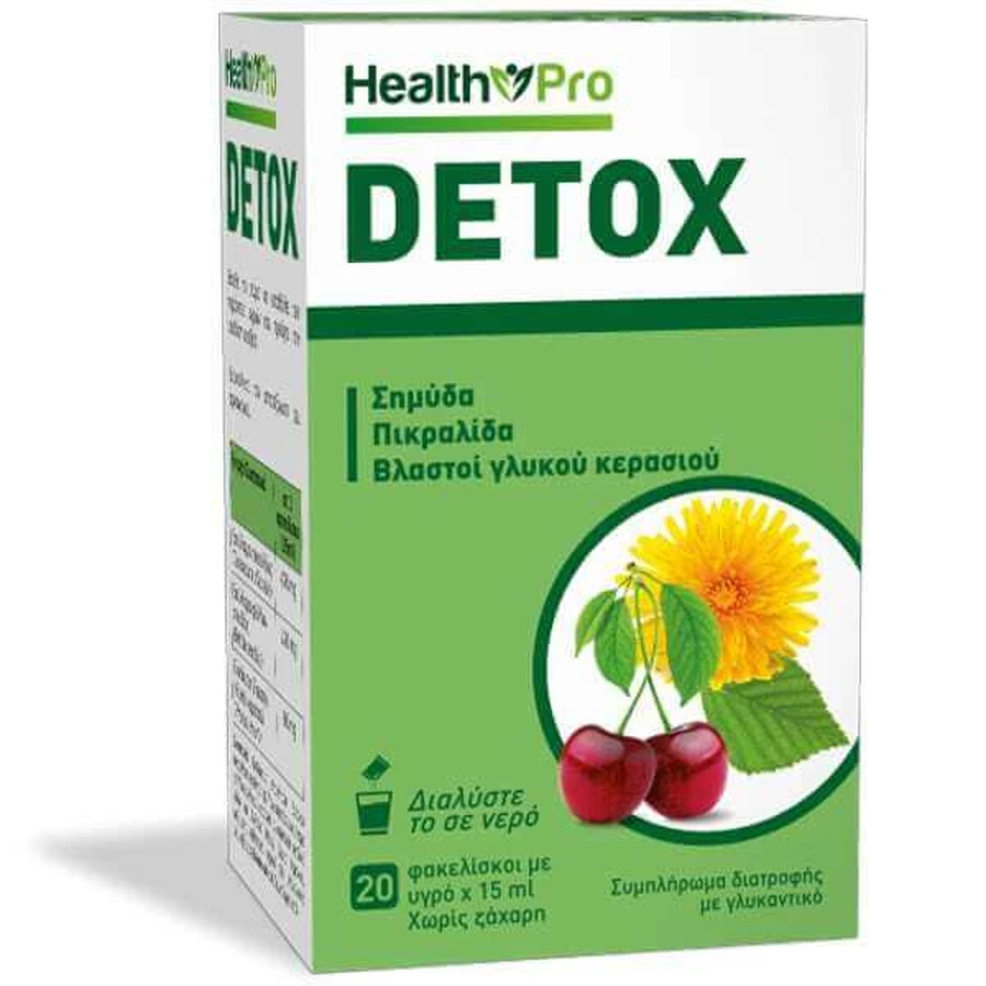HEALTH PRO Detox Voedingssupplement voor ontgifting Kersensmaak 20 sachets
