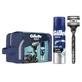 GILLETTE Promo Mach 3 Charcoal Razor & 2 Replacement Razors & Series Cleansing Shaving Gel 200ml & Water Box