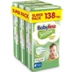 BABYLINO Zachte Sensitive Katoenen Luiers voor kinderen nr. 4+ 10-15kg (46x3) 138 Stuks Superverpakking