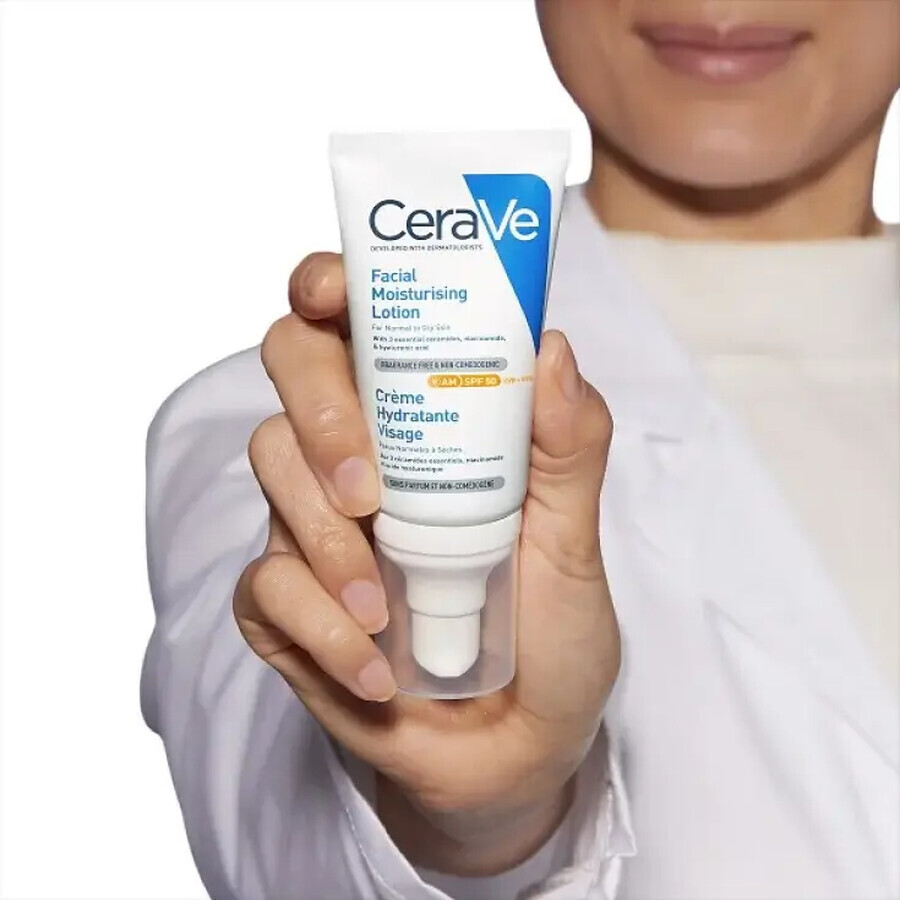 Crema hidratanta pentru ten normal-uscat cu SPF 50, 52 ml, CeraVe