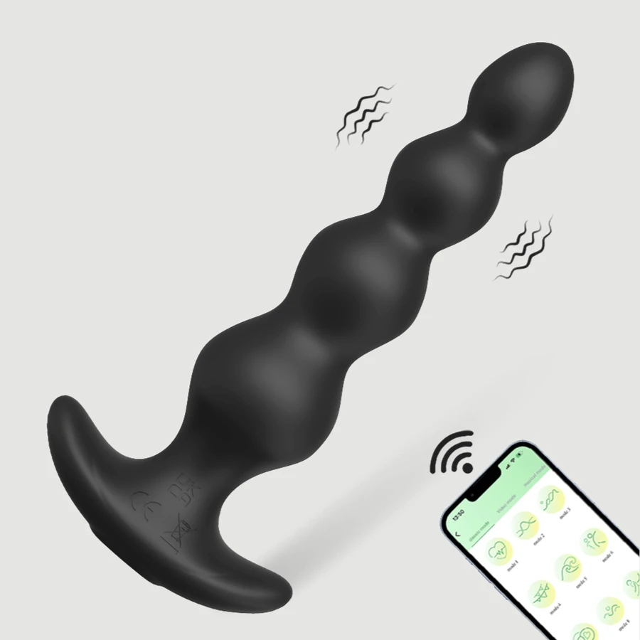 Axel App Controlled Silicone VIbrating Anal Beads - Noir