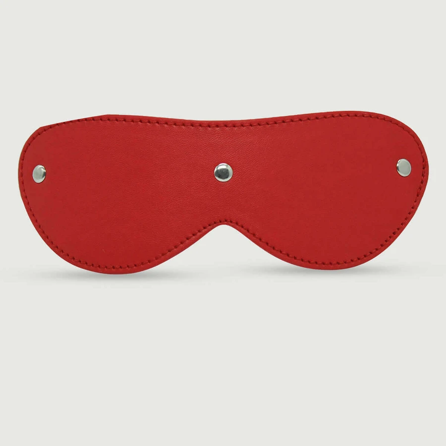 Leather Blindfold Mask With Stitching - Red